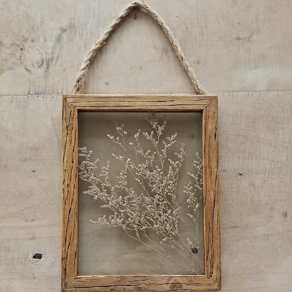 Rustic Wooden Frame with Dried Flowers